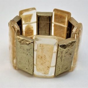 CHICO'S RESIN BRACELET, METAL & STONE STYLE